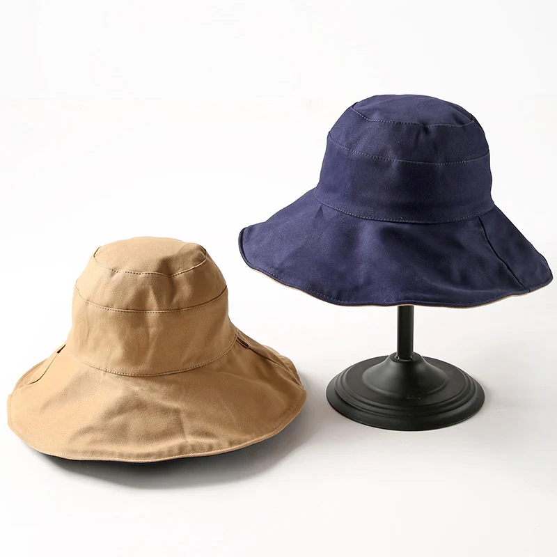 

Fashion Wide Brim Bucket Hat Reversible Ladies Summer Outdoor Anti-sunburn Fisherman Caps for Women Pink Cotton Bucket Hats