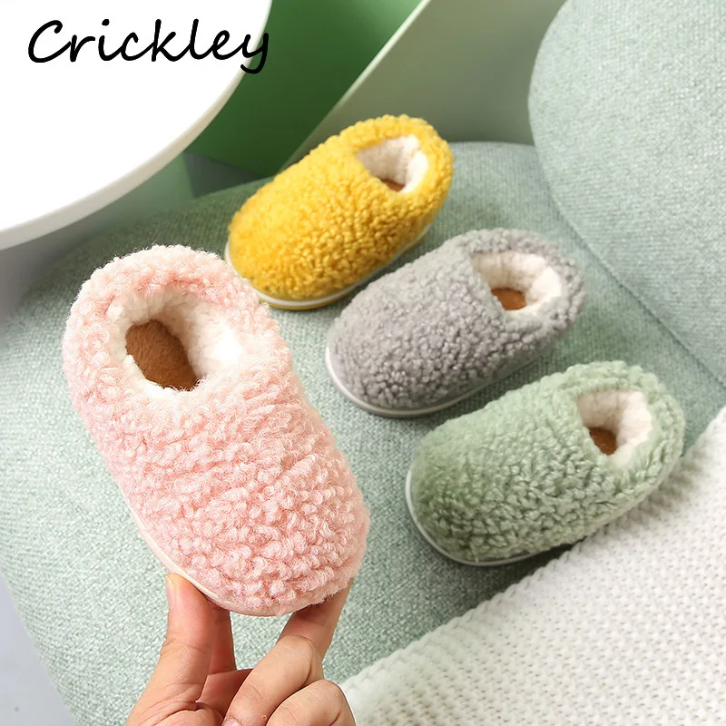 Kids Slippers LAMBS Children Shoes Toddler Girls Boys Solid Winter WOOL for Soft Warm