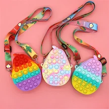 

Fashion Fidget Toys Push Bubbles Toy Rainbow Unicorn Coin Purse Wallet Ladies Bag Silica Simple Dimple Crossbody Bags For Girls