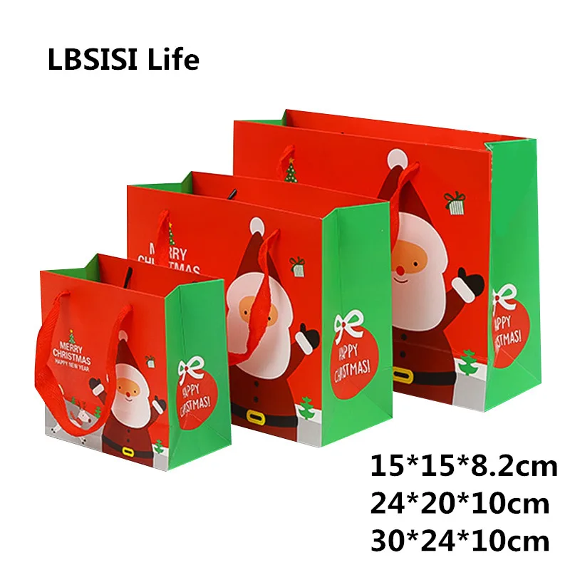 LBSISI Life 10 шт Рождественская Подарочная коробка Подарочный пакет бумажная Санта Клаус Конфета в виде снеговика печенья рождественские упаковочные коробки с поздравительной открыткой