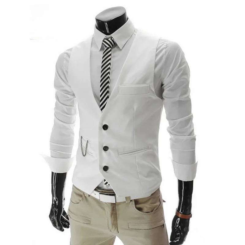 Aisputent Мужской приталенный хлопковый жилет для отдыха мужской Джентльменский жилет для делового костюма Homme Повседневный блейзер без рукавов