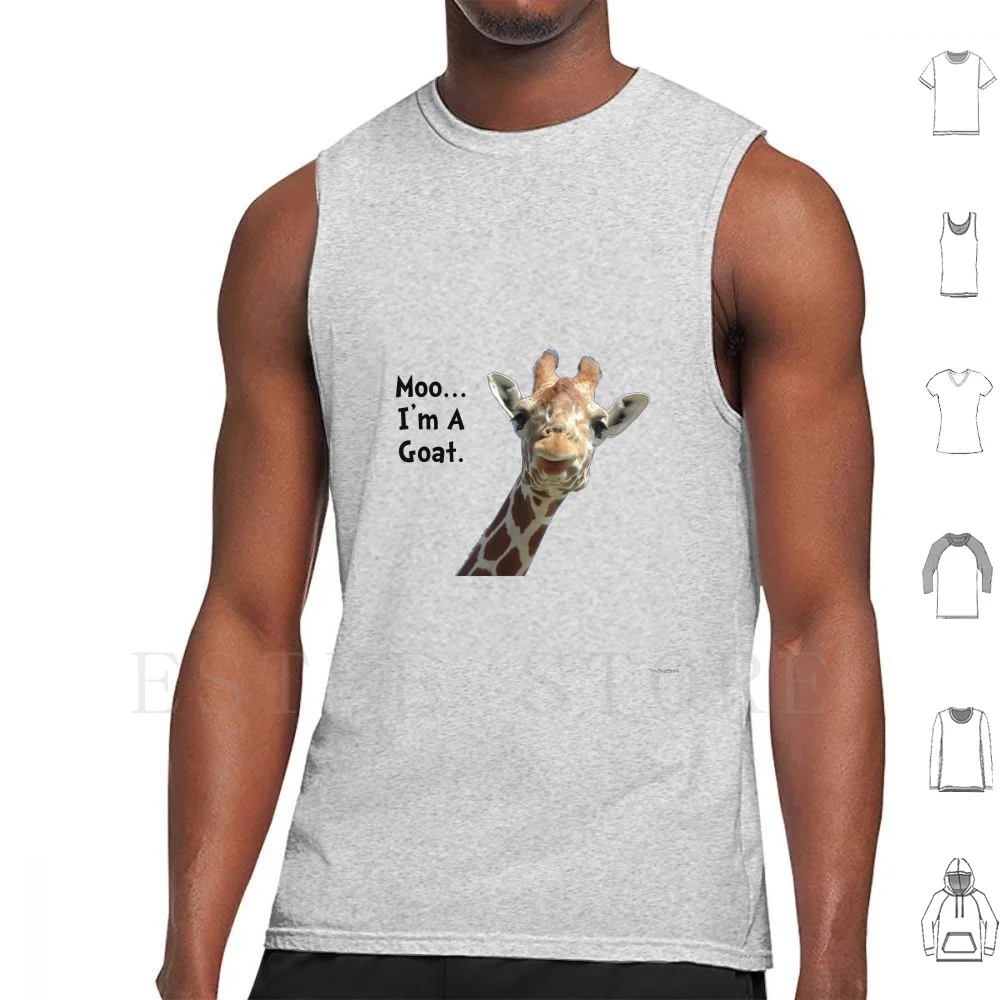 

Moo Giraffe Goat Tank Tops Vest Sleeveless Funny Humorous Giraffe Goat Cow Bizarre Weird Weird Unusual Moo Animal Africa Zoo