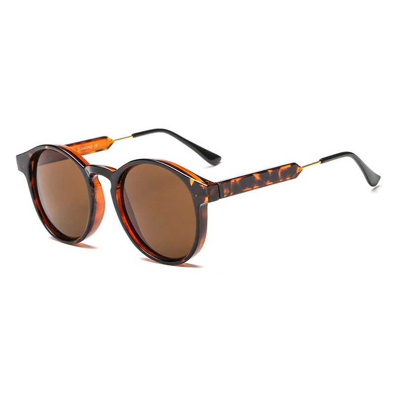 OEC CPO мужские классические круглые мужские солнцезащитные очки ретро серая оправа солнцезащитные очки для женщин фирменный дизайн золотой сплав ноги унисекс UV400 O130 - Цвет линз: Leopard-Brown