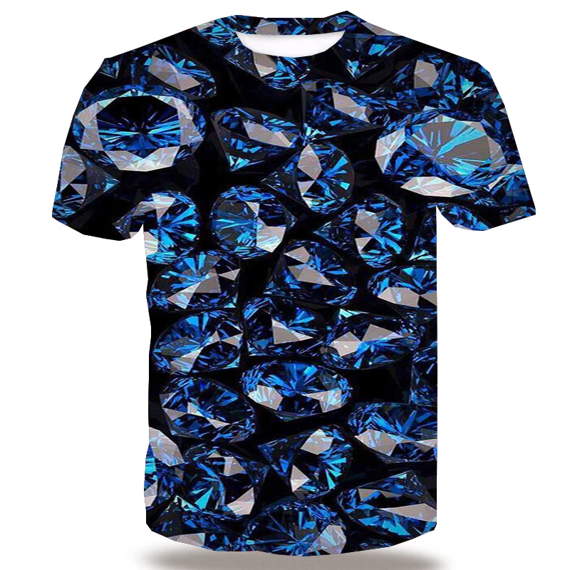 

UNEY Diamond T Shirt For Men Creative Short Sleeve Tops Tees 3D Pattern T-Shirt Tops Sparkling Print Tees 2020 New Shirt