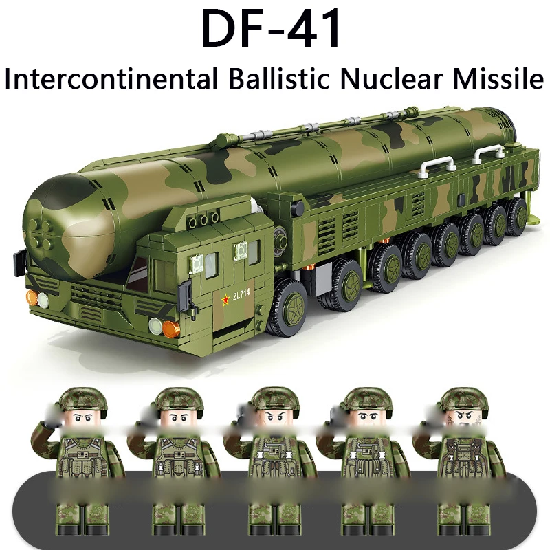 

Chinese Military DF-41 Intercontinental Ballistic Nuclear Missile Building Blocks WW2 Children's DIY Light Toys 5 Action Figures