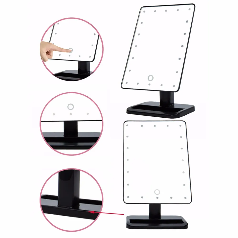 

Beauty Cosmetic Make Up Illuminated Desktop Stand Mirror With 20 LED Light With Exquisite And Elegant Appearance 2018 Hot New