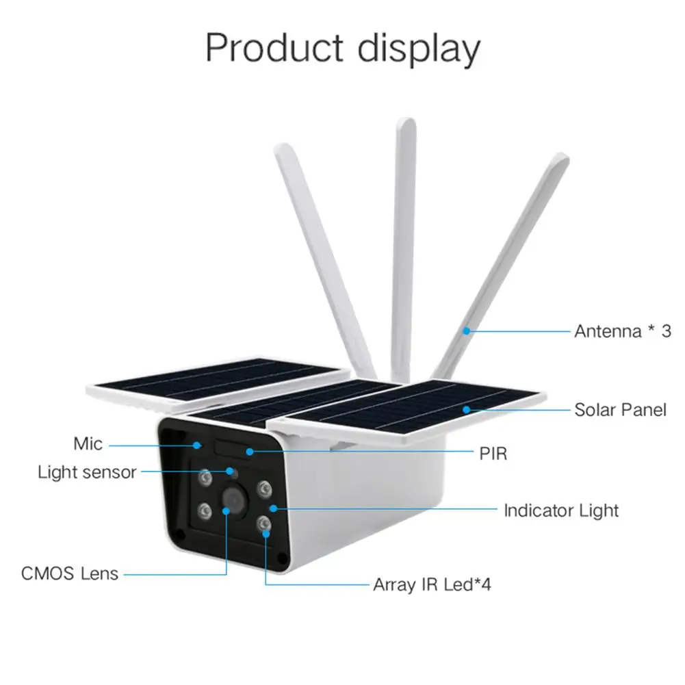 4G беспроводная ip-камера на солнечной батарейке 2.0MP камера наблюдения IP67 водонепроницаемая 1080P HD система наблюдения с инфракрасными датчиками камера и антенна кронштейн набор