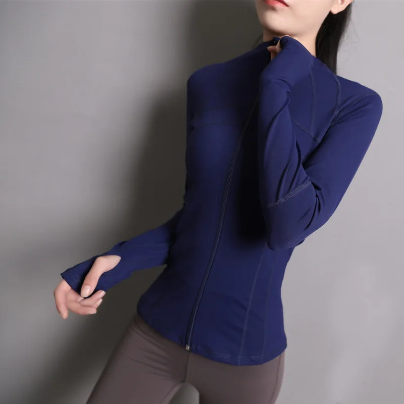 

Spring And Autumn Gym Quick-Dry Sports Jackets Blouse Long Sleeve Zipper Thick Yoga Clothes Tight-Fit Training Fitness Running