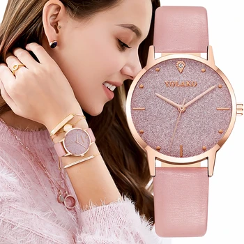 

YOLAKO Women Leather Starry Sky Watch Luxury Ladies Quartz Wrist Watches Clock Reloj Mujer Relogio Feminino