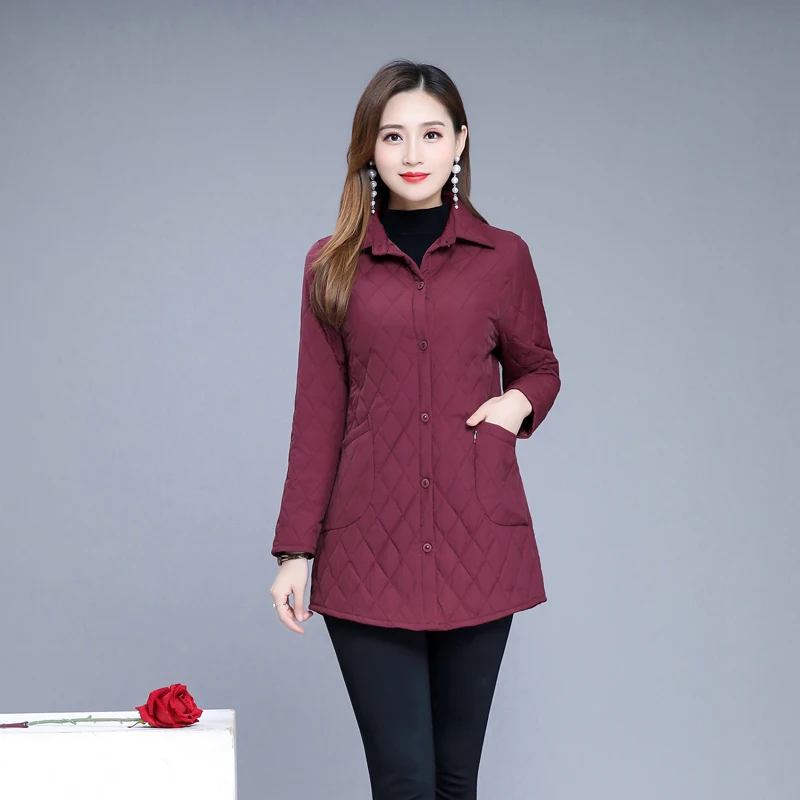 Autumn winter Warm thin quilted jacket Long-sleeved Jacket Parkas new middle age women cotton-padded tops mother Cotton coat 4