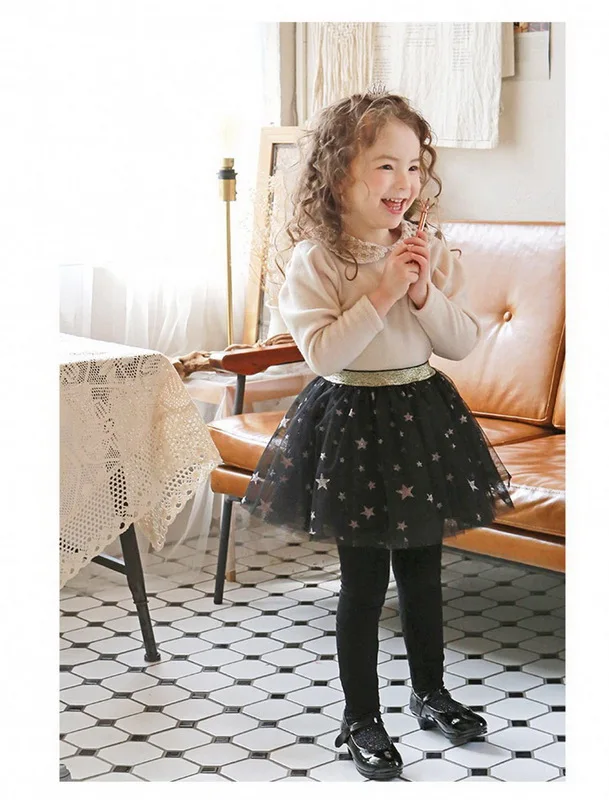 2020 Spring new Children Girls' Pants Sequins Stars Puffy Mesh Skirt Black Pink E20231 | Детская одежда и обувь