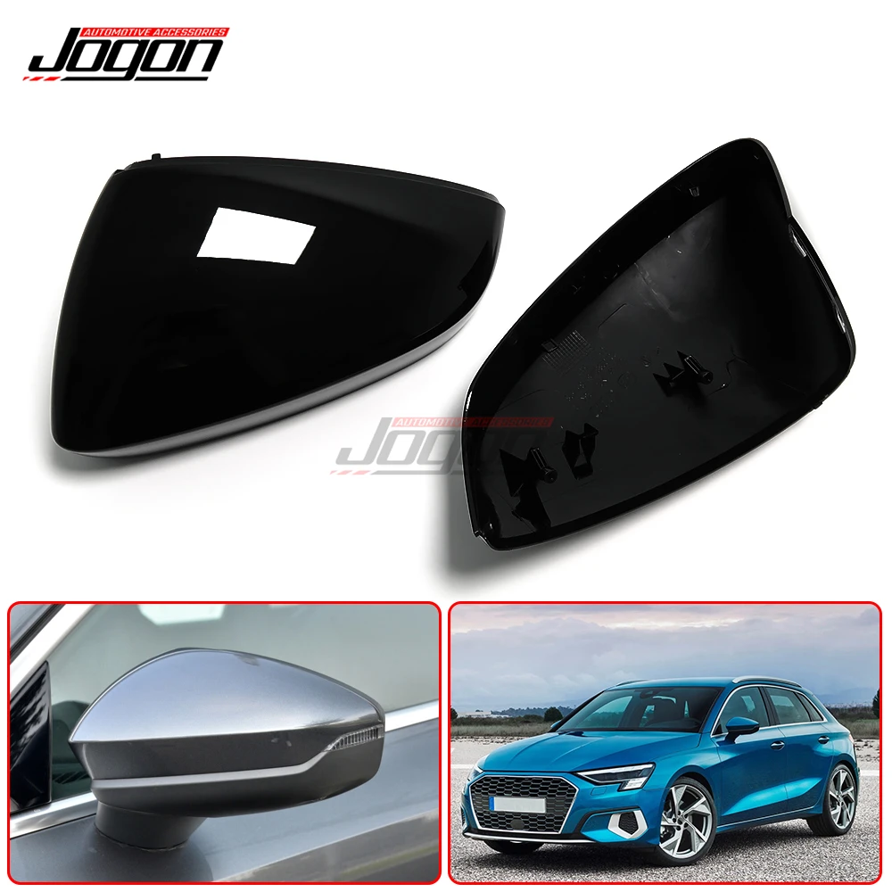 

2pcs LHD Glossy Black Side Wing Mirror Cover For Audi A3 8Y S3 RS3 2020 2021 2022 Rearview Mirror Caps Trim Car Accessories