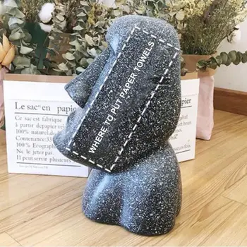 

Easter Island Stone Tissue Box Household Paper Towel Pumping Stone Portrait Napkin Papers Bag Holder for Easter Day Decoration