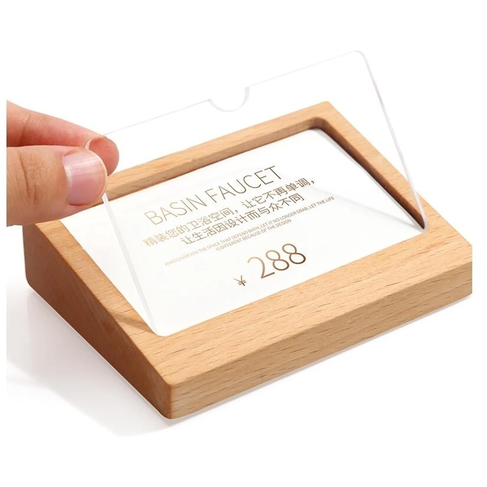 7x10cm Name Card Display Block Wood Table Sign Price Tag Display Stand