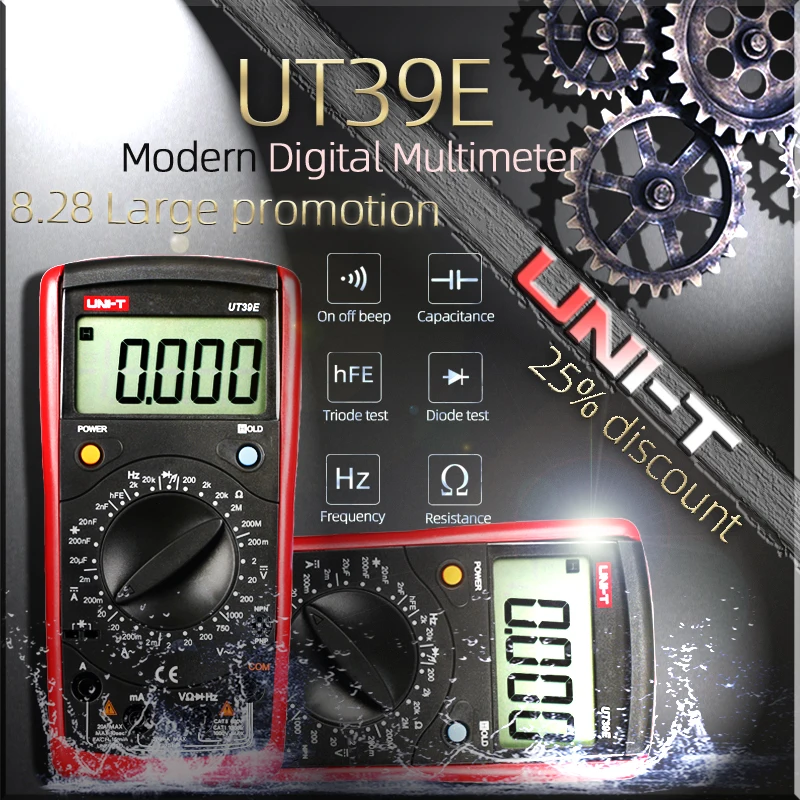 UNI T Ручной цифровой мультиметр UT39B UT39E 20A 1000V DC AC вольт электрический Емкостное