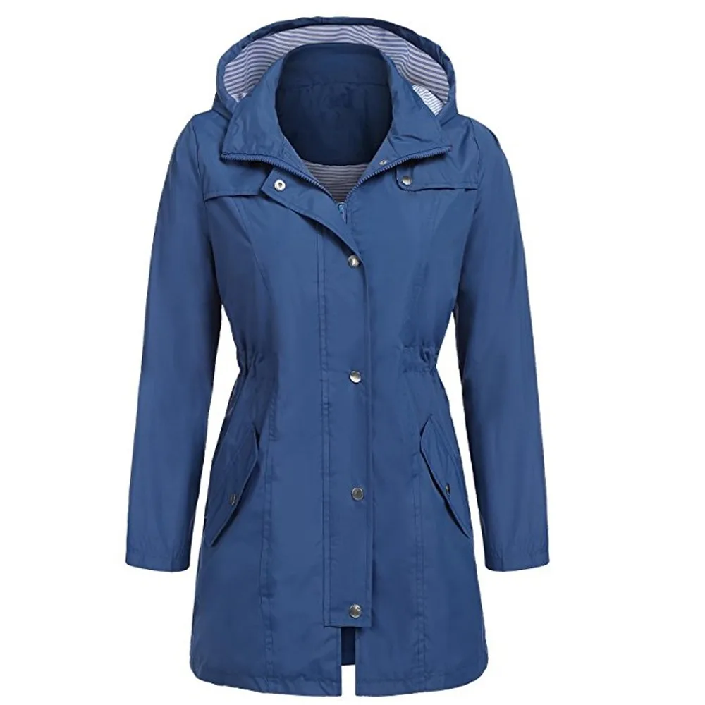 

JAYCOSIN Women's jacket Women Autumn Solid Rain Jacket Hoodie Waterproof Hooded Raincoat Windproof Tops Outdoor windbreake 981