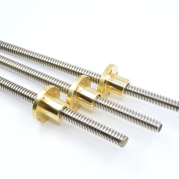 

T8Lead Screw Nut Thread 8mm Length 100mm 200mm 300mm 400-800mm Stainless Steel Trapezoidal Rod With Brass Nut For CNC 3D Printer