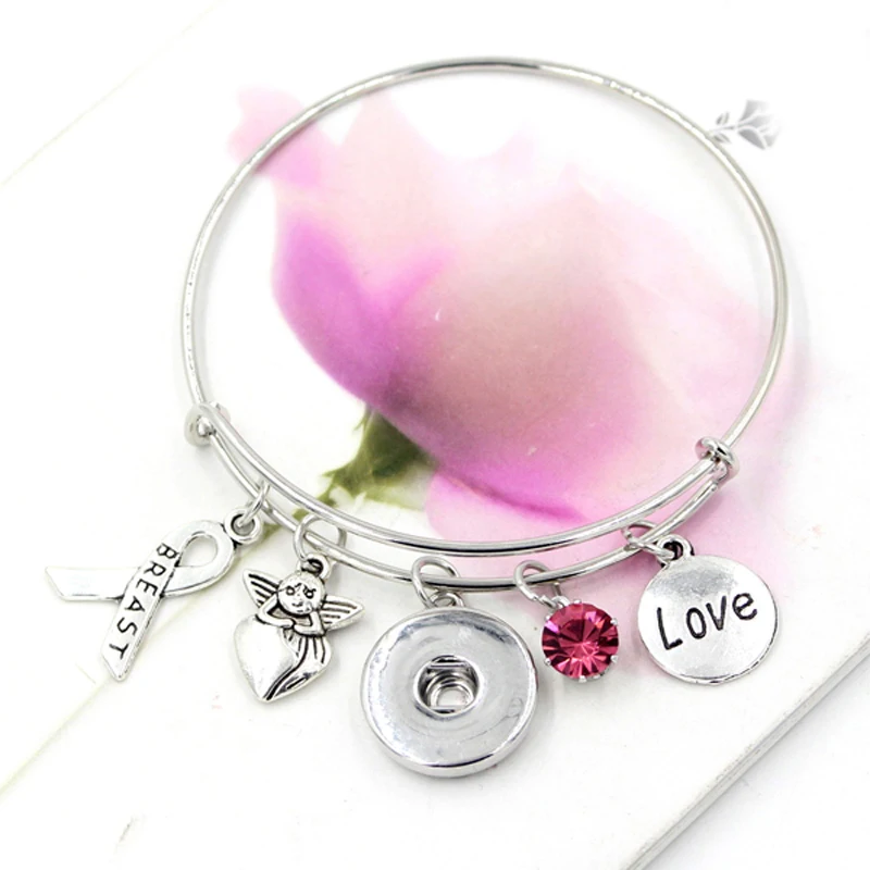 Сменные браслеты с подвесками для информирования о раке груди расширяемый