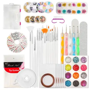 

Nail Art Set 124 Pcs DIY Nail Art Tools Decoration Manicure Kit Including Nail Glitter Rhinestones Nail Design Supplies