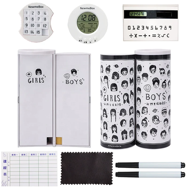NewmeBox многофункциональный пенал большой емкости пеналы ручка коробка с зеркалом калькулятор для мальчиков девочек школьные канцелярские принадлежности - Цвет: Boys Girls - gift2