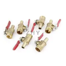 6 шт. 3/8PT наружная резьба до 8 мм разъем шланга латунный шаровой клапан золотой тон