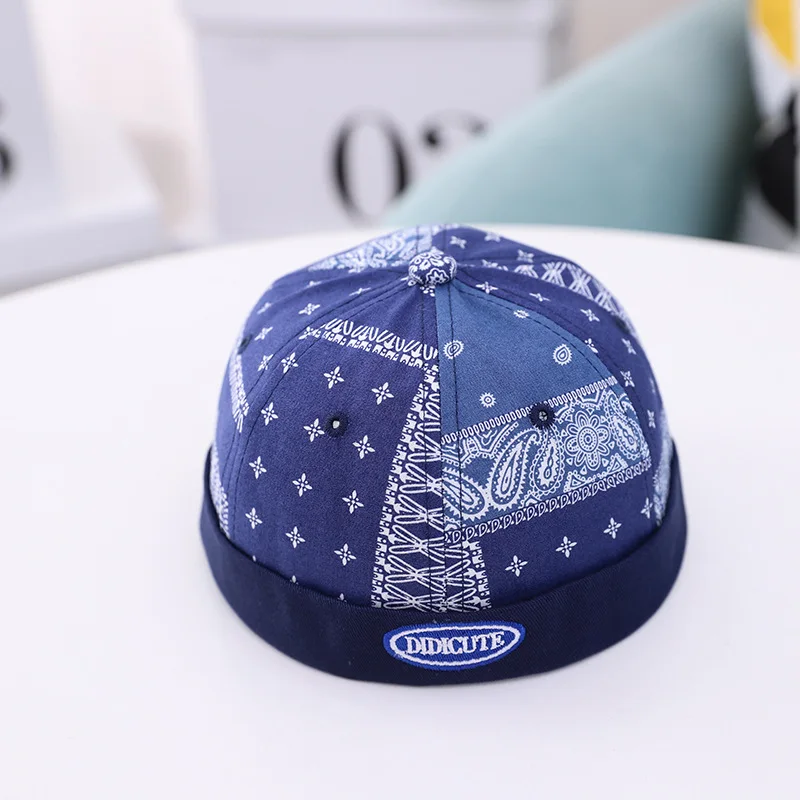 Doitbest Vintage boy Docker Cap Brimless Hat Breathable girl Beanie Hats Cotton Retro Adjustable Literary Landlord Sailor Cap 