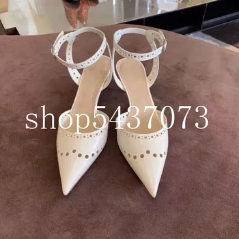 

women brand high heels 2020 spring Hollow out Genuine Leather design fashion luxury classic designer Women's high heels