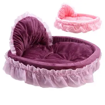 

Princess Dog Bed Soft Sofa For Small Dogs Pink Lace Puppy House Pet Doggy Teddy Bedding Cat Dog Beds Luxury Nest Mat Kennels
