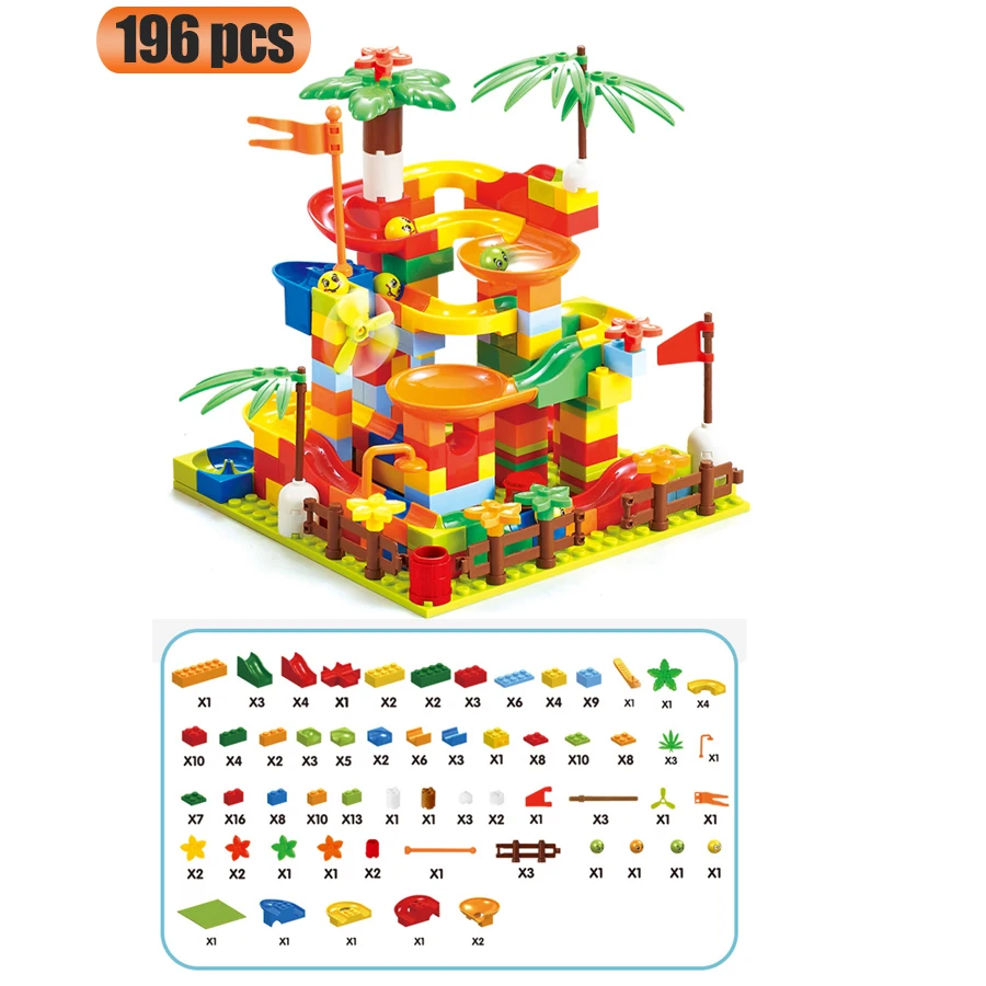Marble Racing Run Blocks совместим с Duplo Воронка скользящая игрушка для детей DIY сборка