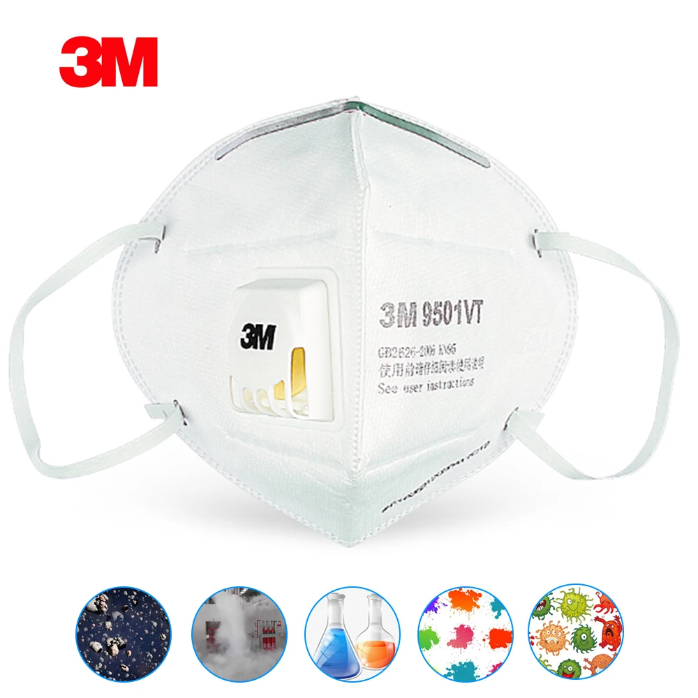 

3M 9501VT Particulate Respirator Protective Masks Safety Mask with Valve PM2.5 Haze Fog Dustproof Mouth Mask for Outdoor