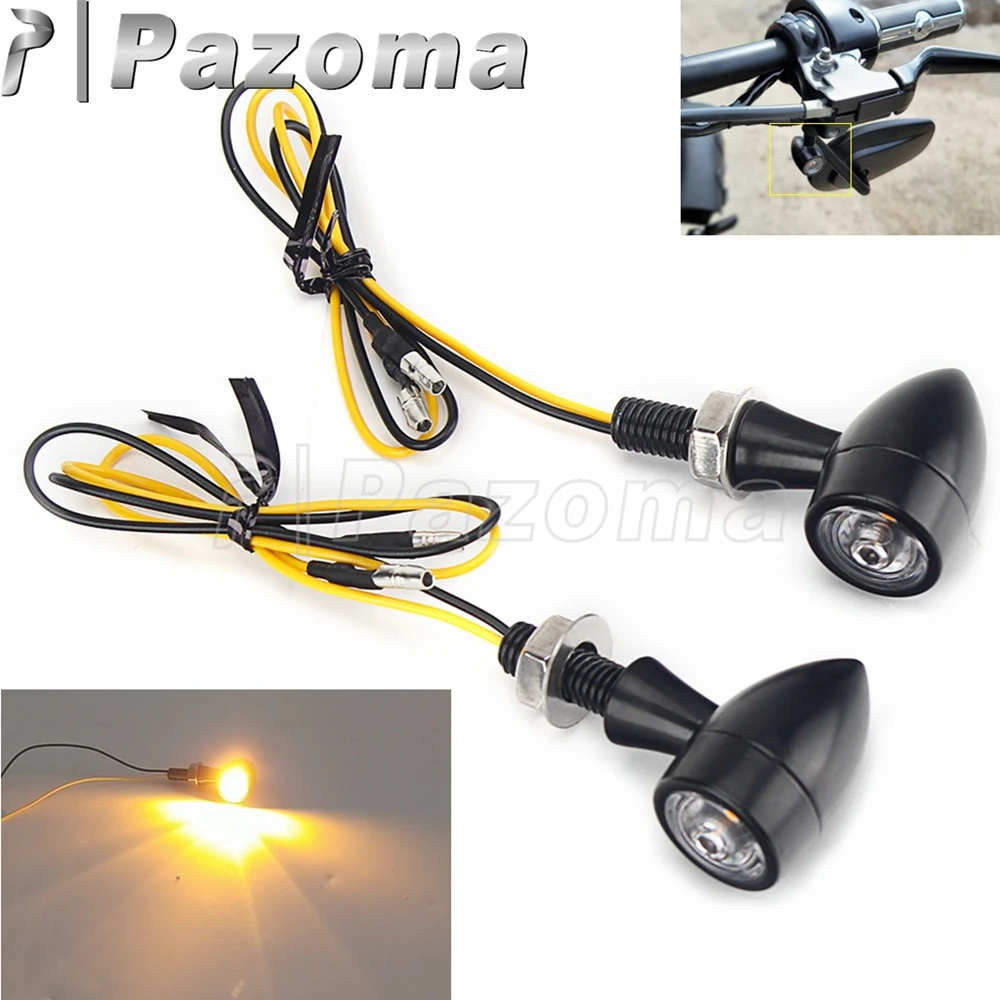 2Pcs Led Indicatore Di Direzione Bullet Light Per Cafe Racer Cruiser Street Bike Dual Sport Cruiser 8Mm Moto E24 Lampada Lampeggiante Ambra