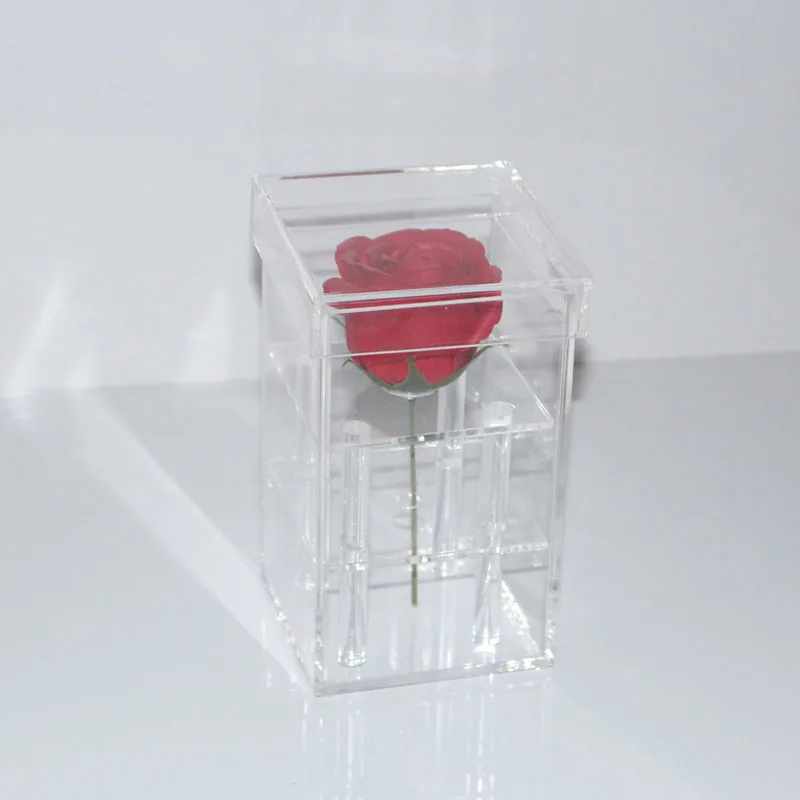 Акриловая коробка для хранения цветов розы, органайзер для косметики, Подарочная коробка для цветов, чехол с крышкой