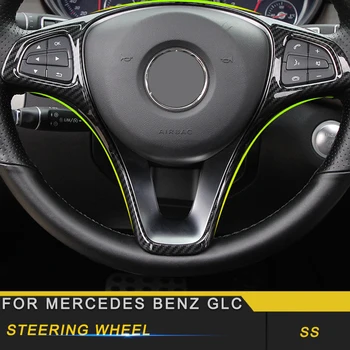 

For Mercedes Benz GLC 2016-2019 Car Styling Steering Wheel Cover Panel Frame Trim Sticker Chrome Interior Accessories