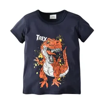 Модная одежда в европейском и американском стиле-Детская футболка с принтом «Рекс» для мальчиков, хлопковая футболка с короткими рукавами, детская одежда для мальчиков