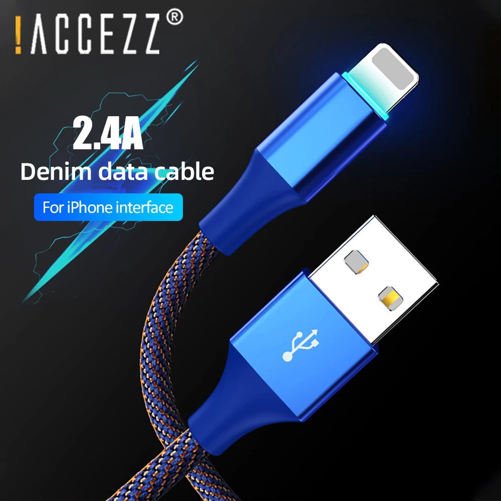 ! ACCEZZ 2.4A осветительный usb-кабель для iPhone 11 XS Pro Max 7 8 Plus XR iPad со светодиодной