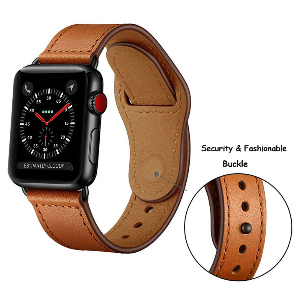 Браслет pour для apple watch series 5/4/3/2/1 наручных часов iWatch, большие размеры 40-44 мм браслет de sport en cuir véritable Swift и fermeture а-ля основных