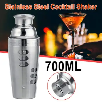 

3Pcs 700ml Cocktail Shaker Stainless Steel Bar Set Kit Cocktail Shakers with Rotation Recipe Guide,Martini Tool Accessories