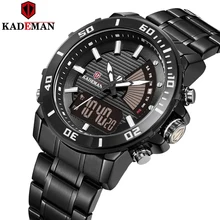 Kademan цифровые и кварцевые часы новые модные повседневные и спортивные часы мужские стальные водонепроницаемые видимые в ночное время K9043