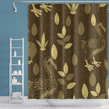 

Tropical Plant Leaf Flamingo Shower Curtain Bathroom Curtain Fabric Waterproof Mildew Proof Polyester For Bathroom Curtain