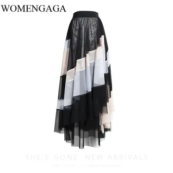 

WOMENGAGA NEW Fashion Women Multi-layer Mesh Lace Patchwork A-Line Irregular Womens Girl Female Loose Summer Casual Skirt Q017