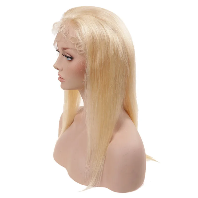 TD блонд, 613 цветов, полностью кружевные парики, 150% плотность, шелковистые прямые человеческие волосы, парик с высоким коэффициентом 12 "-24" Remy