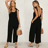 Summer Women Sleeveless Rompers Loose Jumpsuit O Neck Casual Backless Overalls Trousers Wide Leg Pants 4 Color S-XL ► Photo 3/6