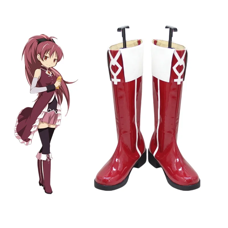 

New Anime Puella Magi Madoka Magica Sakura Kyouko Cosplay Shoes Halloween Cosplay Boots Women Shoes Zipper-up Size 35-48