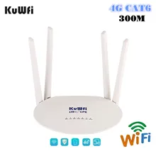 KuWFi CAT6 4G LTE Wifi роутер 300 Мбит/с 4G беспроводной Wifi CPE разблокированный Глобальный FDD/TDD глобальная Sim с внешней антенной и портом Lan