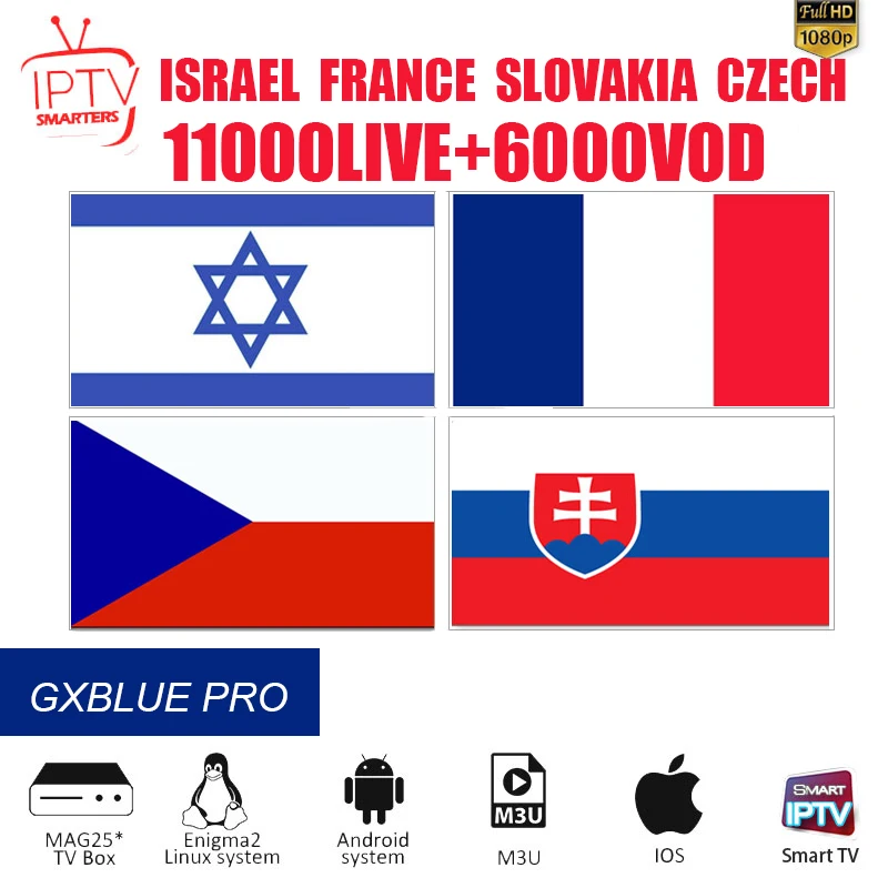 

GXBLUE PRO 10000+Live 6000+VOD IPTV Subscription France Israel Czech Slovakia IPTV M3U Sports Code MAG Box Smart Android TV box