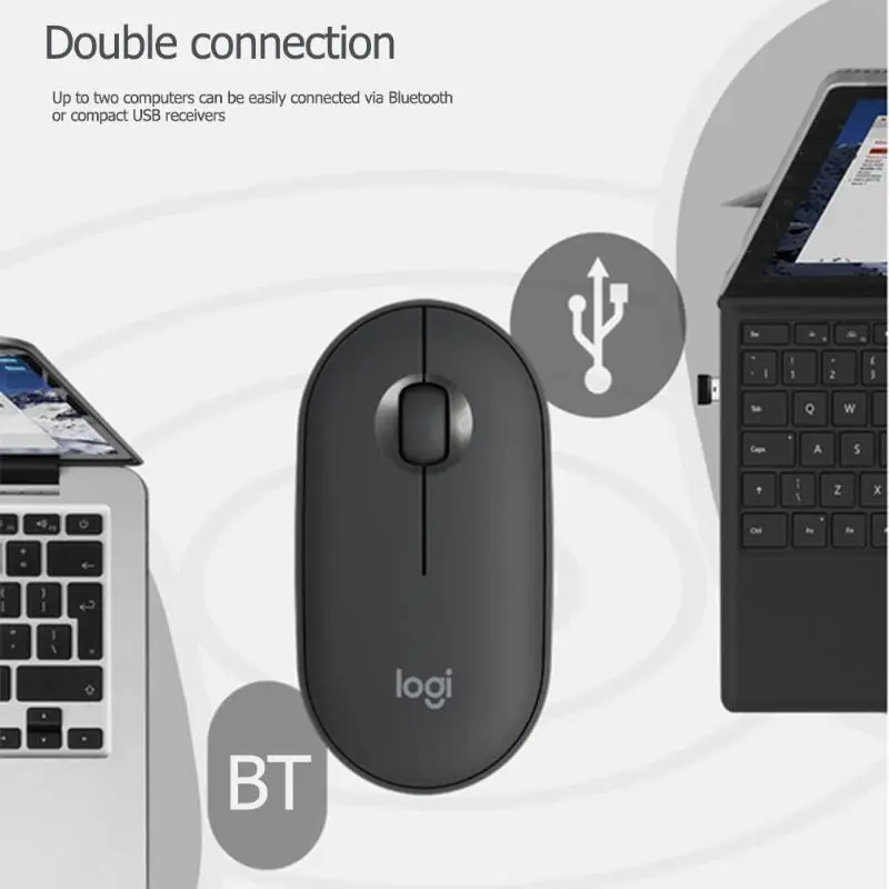 Оригинальная Беспроводная Bluetooth Мышь Logitech Pebble с двойным подключением 1000DPI 3