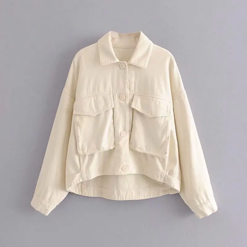 

Korean-style Fashion Street Pocket Design Cowboy Loose Version of Women's Irregular Hem Jacket Wwt68140