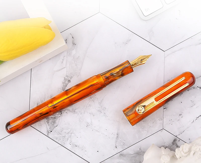 Picasso Pimio EtSandy Aurora PS-975 Celluloid Fine Nib Brown Fountain Pen Professional Office School Stationery Tool Writing