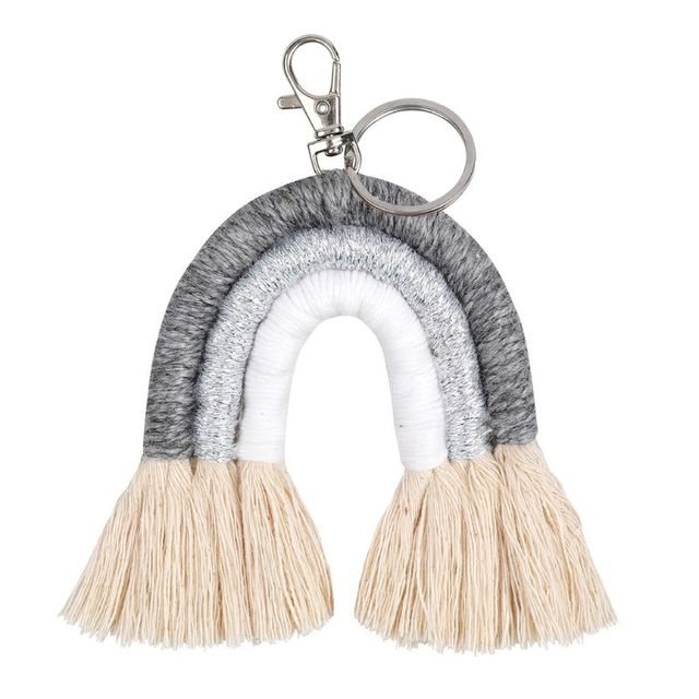 Rainbow Keychains for Women Tassel Macrame Keyrings Key Holder Jewelry P31B