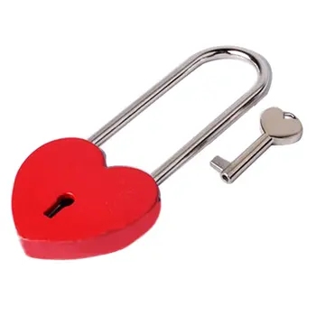 

Heart-Shaped Metal Long Wish Lock Padlock with Key for Lovers Wedding Anniversary Marriage Travel Supplies Portable Gift